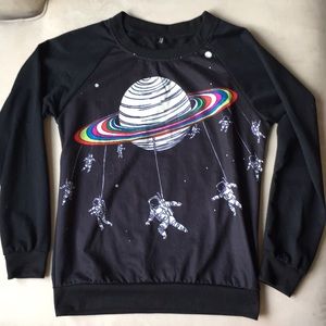 Space Astronaut Pattern Long Sleeve T Shirt